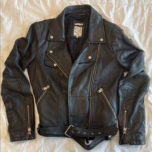 Black Leather Jacket with Silver Accents